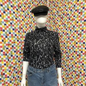 LOFT turtleneck leopard  print blouse